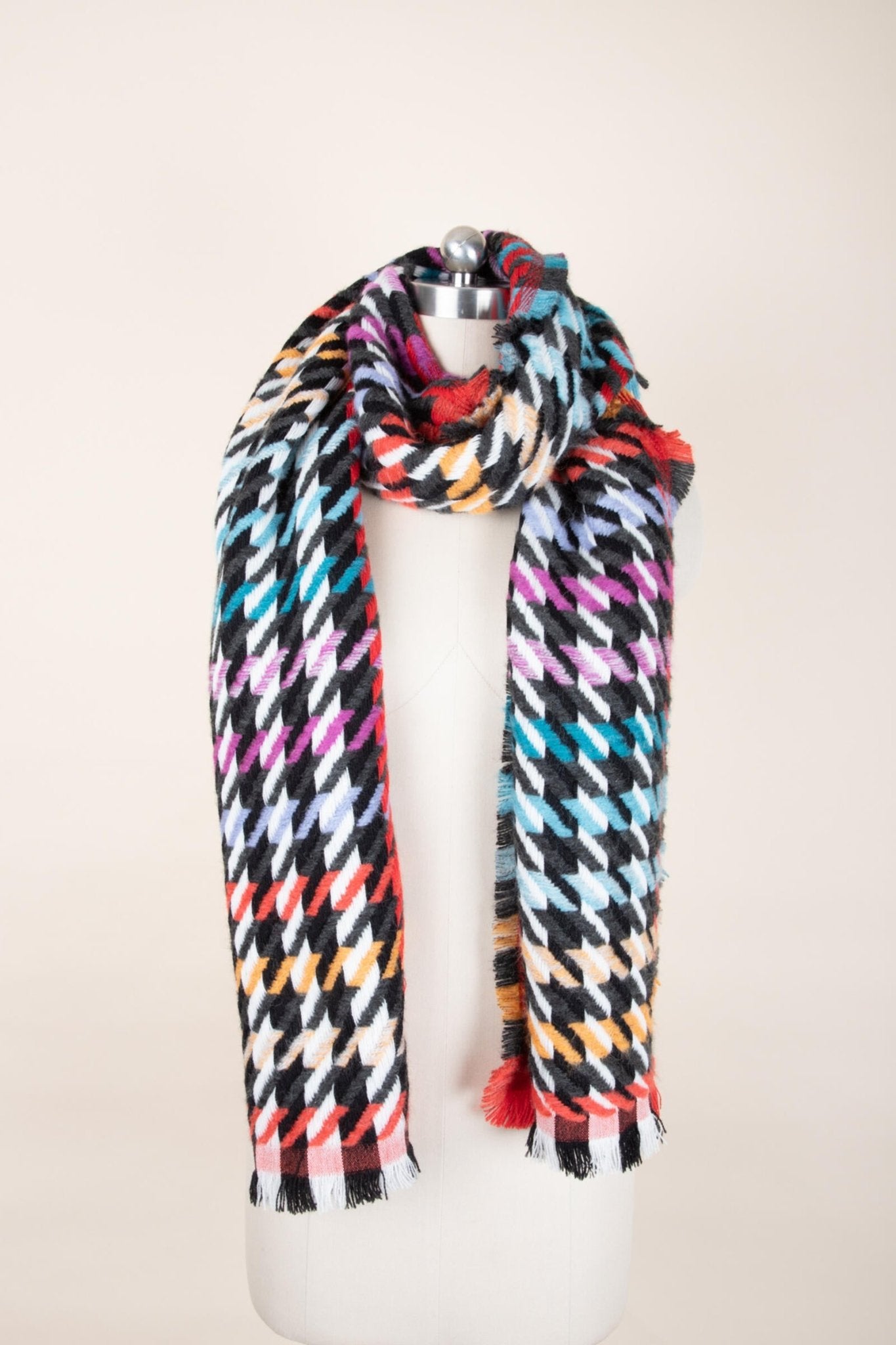 Colorful Woven Rainbow Accented Scarf for Women - Soft Lightweight Fashion Accessory for Spring, Fall & Winter Outfits