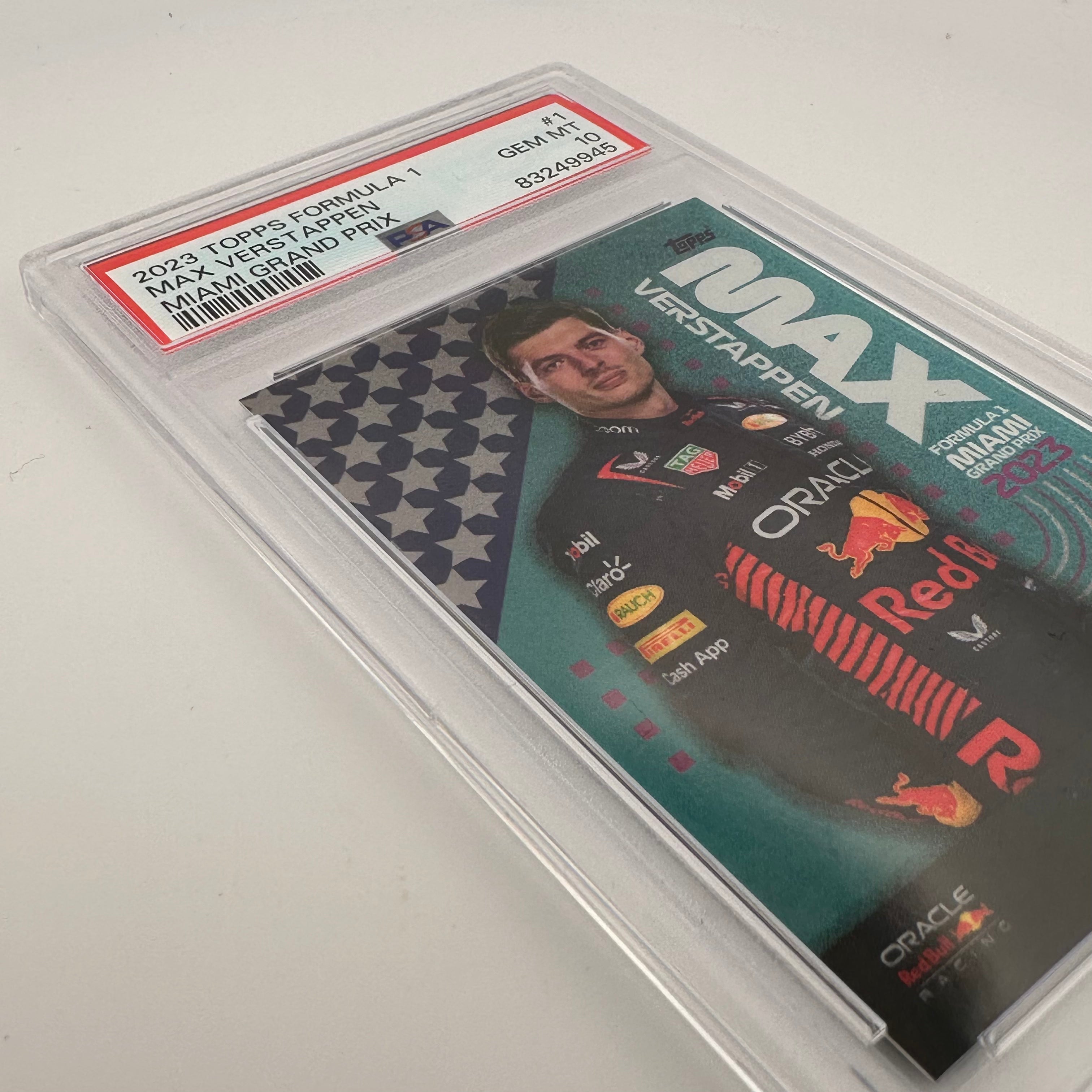 PSA 10 Graded Max Verstappen #1 2023 Miami Grand Prix F1 Trading Card - Rare Collectible for Formula 1 Fans & Sports Memorabilia Enthusiasts (Perfect for Display, Investment, or Gift)