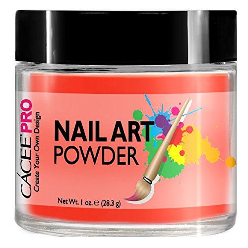 Cacee Nail Art Powder #41 Neon Tangerine - Professional UV Gel Nail Pigment for Salon & DIY Manicure - Perfect for Summer Nails, Party Designs & Acrylic Nail Extensions