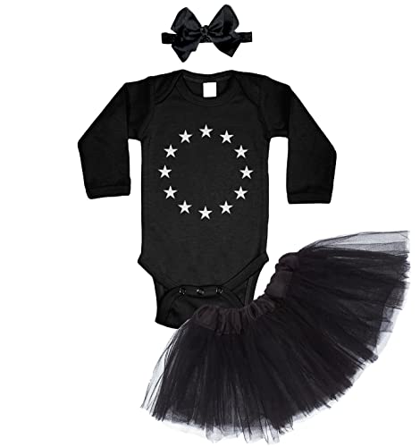 Circle of Stars - Long Sleeve Black Bodysuit / Black Tutu
