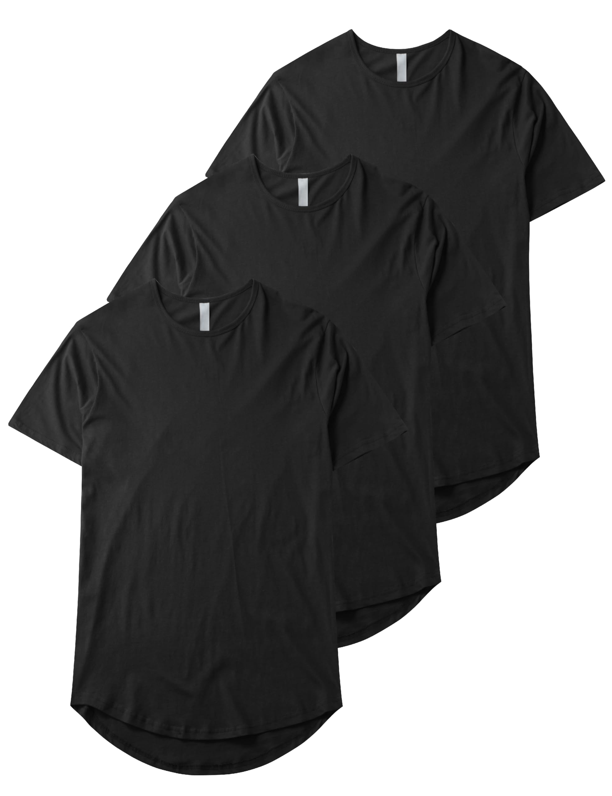Men's Hip Hop Streetwear Longline Crewneck T-Shirt - Casual Scallop Hem Tee for Urban Fashion & Hipster Style | Perfect for Concerts, Street Photography & Everyday Wear