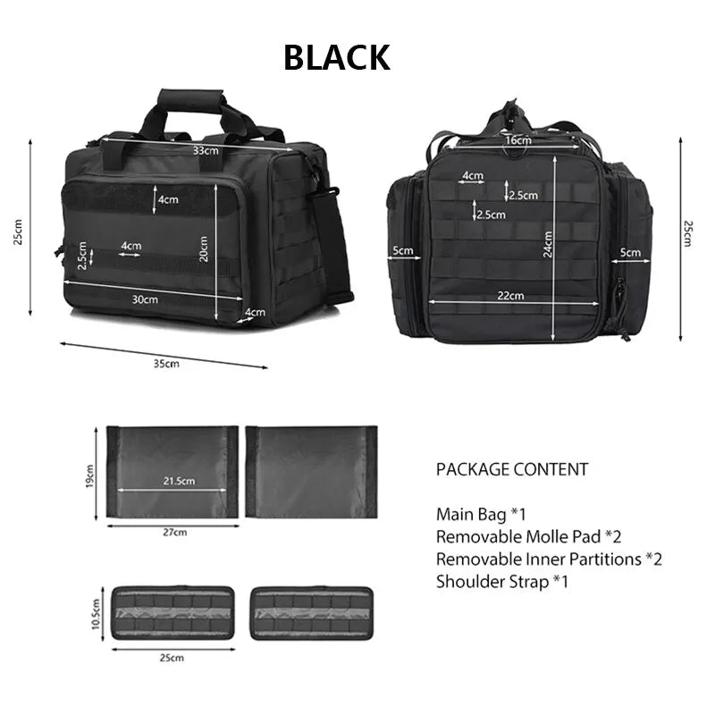 MilitaryKart Heavy Duty Tactical Range Bag - Durable Shooting Range Gear for Pistol & Rifle Accessories | Perfect for Gun Range, Hunting & Outdoor Training