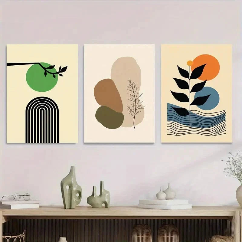3-Piece Abstract Minimalist Modern Green Wall Art Set - Framed Canvas 40x60cm (16x24in) - High Quality Print - 100% Australian Made - Ready to Hang - Perfect for Living Room, Bedroom & Office Decor