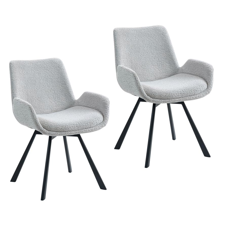 Corvus/Signy 7-Piece Dining Set - Warm Grey Table with Light Grey Chairs for Kitchen, Dining Room, and Small Space