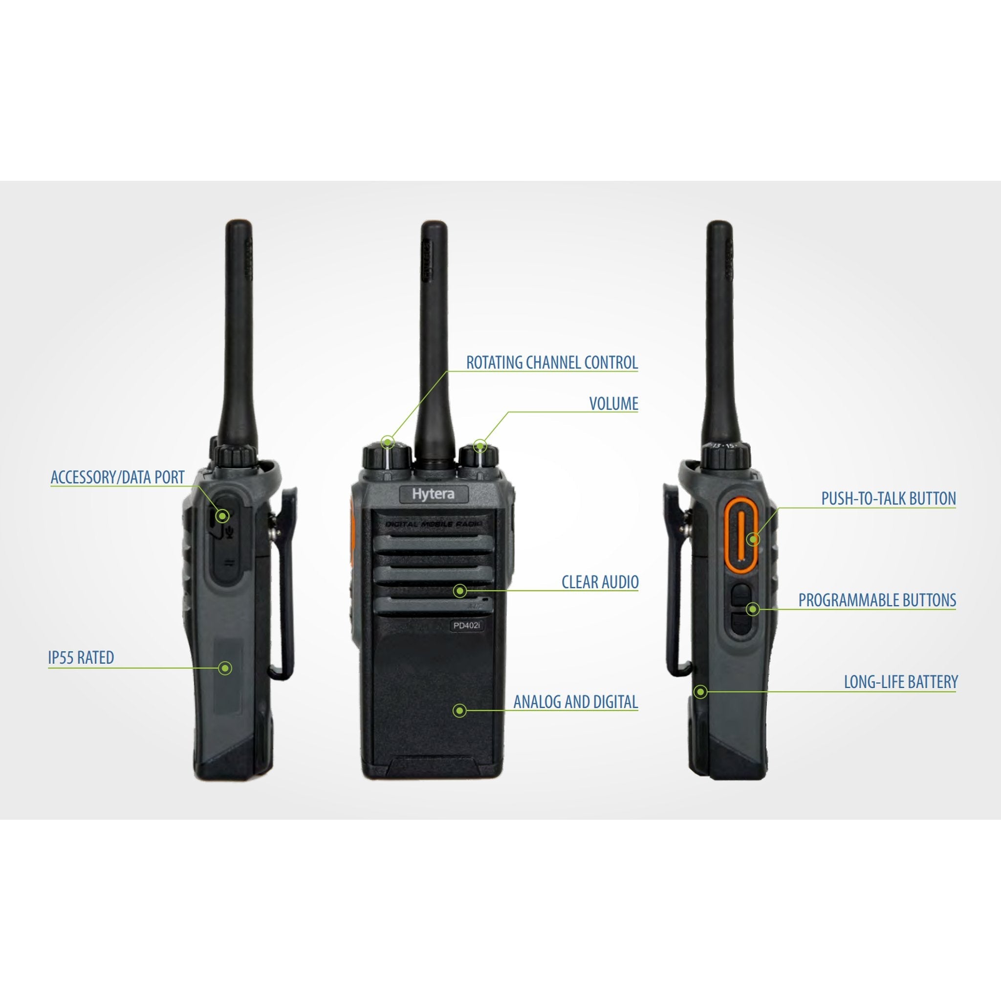 Hytera PD402i Portable Two Way Radio Walkie Talkie - Refurbished & Certified | Ideal for Construction, Security, and Outdoor Adventures