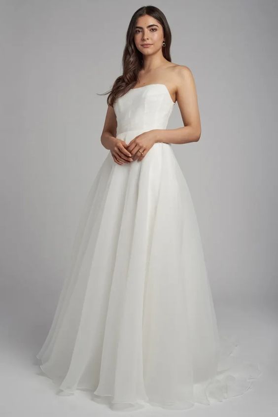Jenny Yoo Bronte Wedding Gown - Elegant A-Line Bridal Dress for Church Ceremony & Romantic Beach Weddings