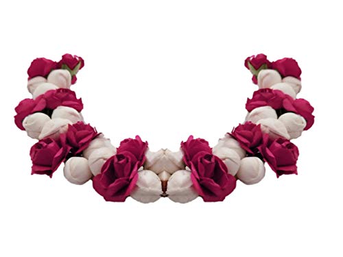 Kabello Artificial Flower Gajra Hair Clip for Women - Dark Pink Floral Hair Accessory for Styling (Pack of 1) | Perfect for Weddings, Parties & Boho Fashion