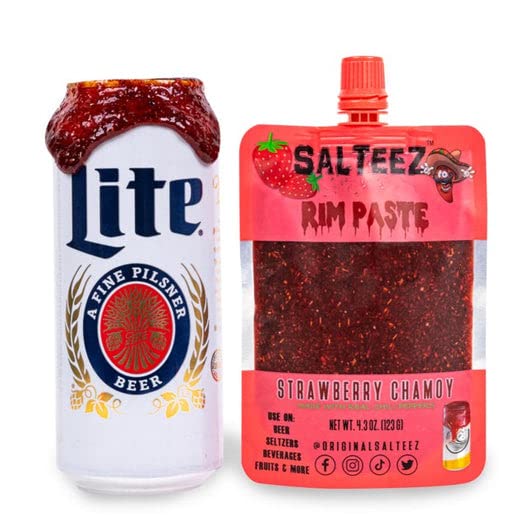 Strawberry Chamoy Rim Paste - Salteez Rim Paste for Beers, Seltzers, Cocktails, Snacks & More | Sweet & Spicy Flavor Enhancer (2 Pack) - Perfect for Margaritas, Micheladas & Party Snacks