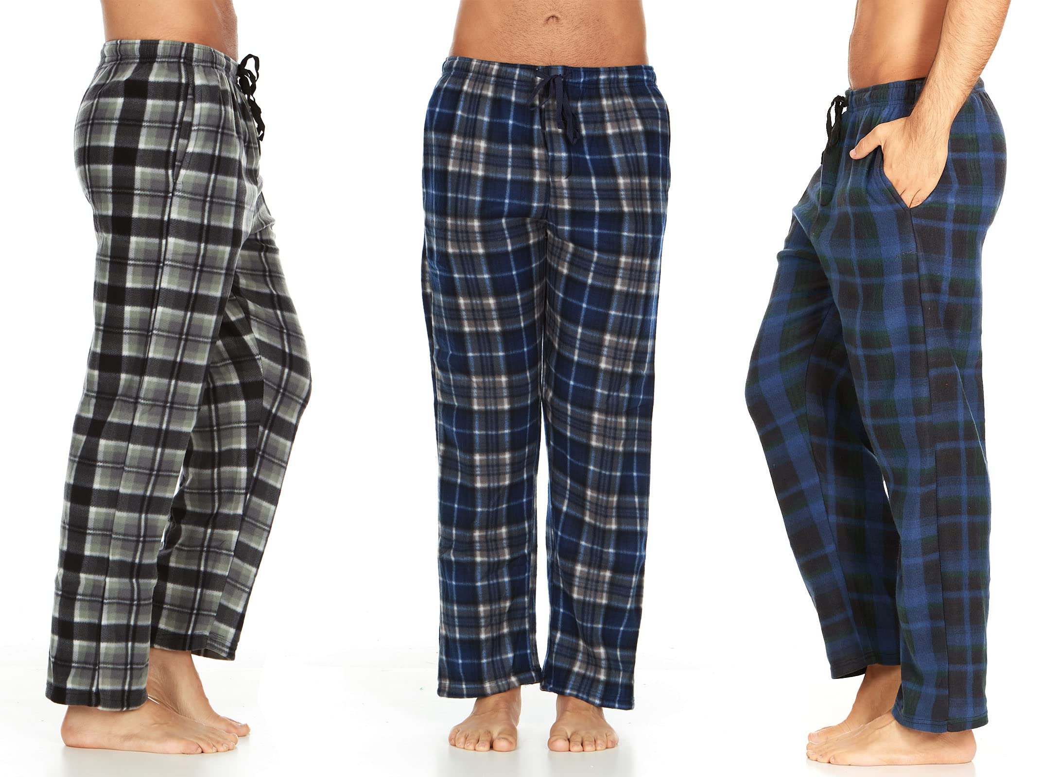 Daresay Men's Fleece Pajama Pants with Pockets - Soft Microfleece Sleepwear & Lounge Pants Multipack for Comfortable Nightwear, Home Relaxation and Winter Lounging