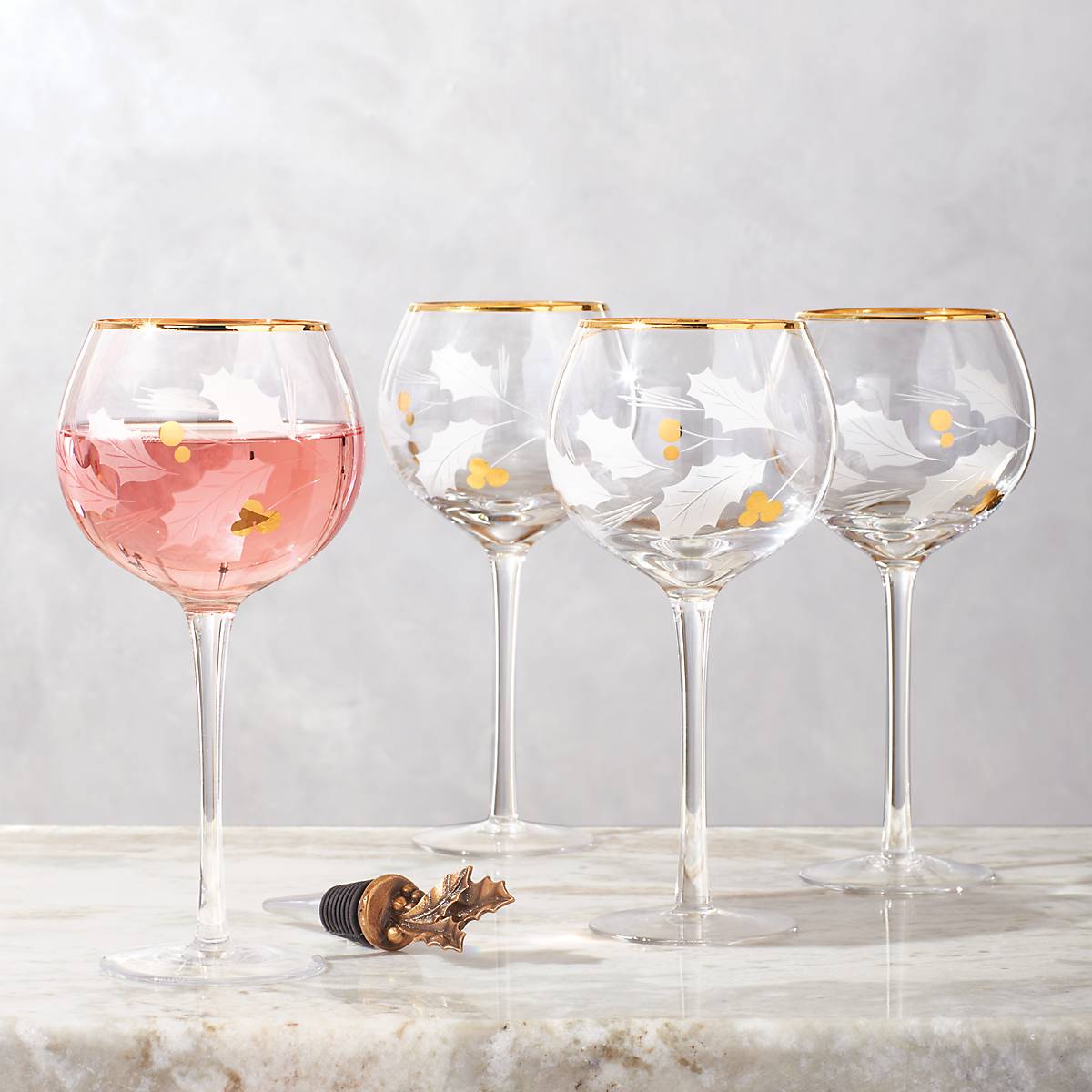 **Holiday Gold Balloon Glasses Set of 4 - Elegant Champagne Flutes for Parties, Weddings & Celebrations**