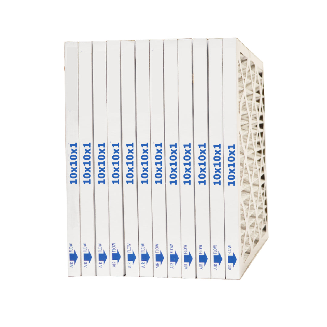 10x10x1 MERV 10 Pleated Air Filters - 12 Pack | High Efficiency Furnace Filters for Home HVAC Systems | Perfect for Allergies, Dust & Pet Dander Protection