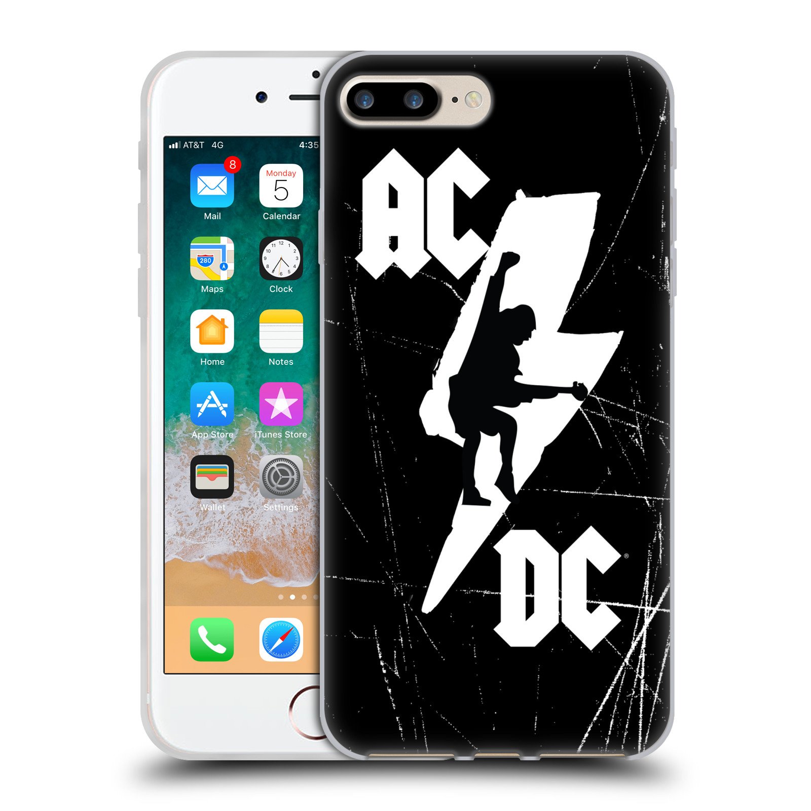 Officially Licensed AC/DC Lightning Bolt iPhone Case - Soft Gel Cover for iPhone 7 Plus/8 Plus | Rock Music Fan Accessory for Concerts & Daily Use