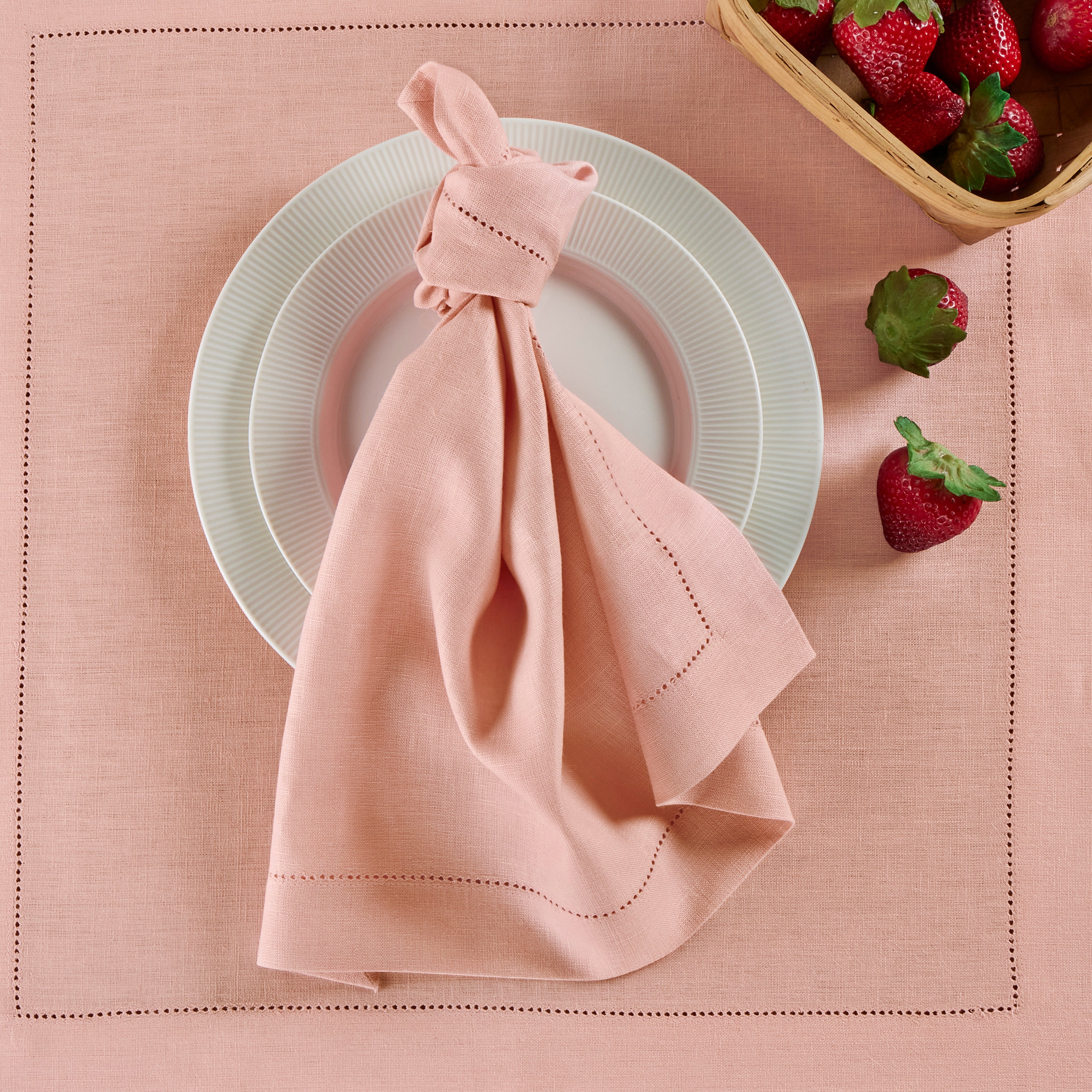Premium Medium Weight Hemstitch Napkins - 12-Pack White Linen Dinner Napkins for Formal Dining, Weddings & Special Occasions