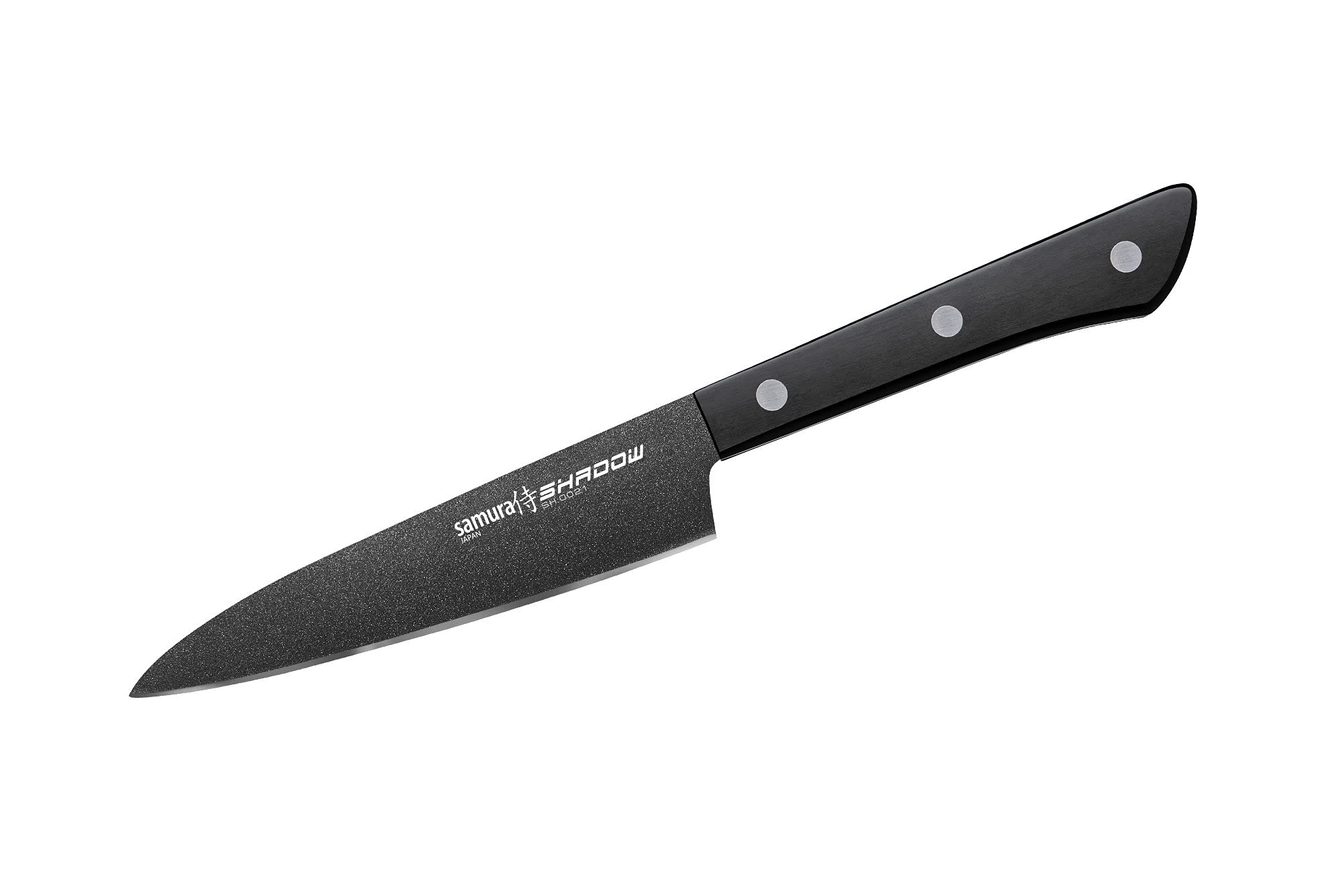 SAMURA SHADOW Utility Knife with Black Non-Stick Coating - 4.7 Inch (120mm) Precision Cutting Tool for DIY, Crafting & Outdoor Activities