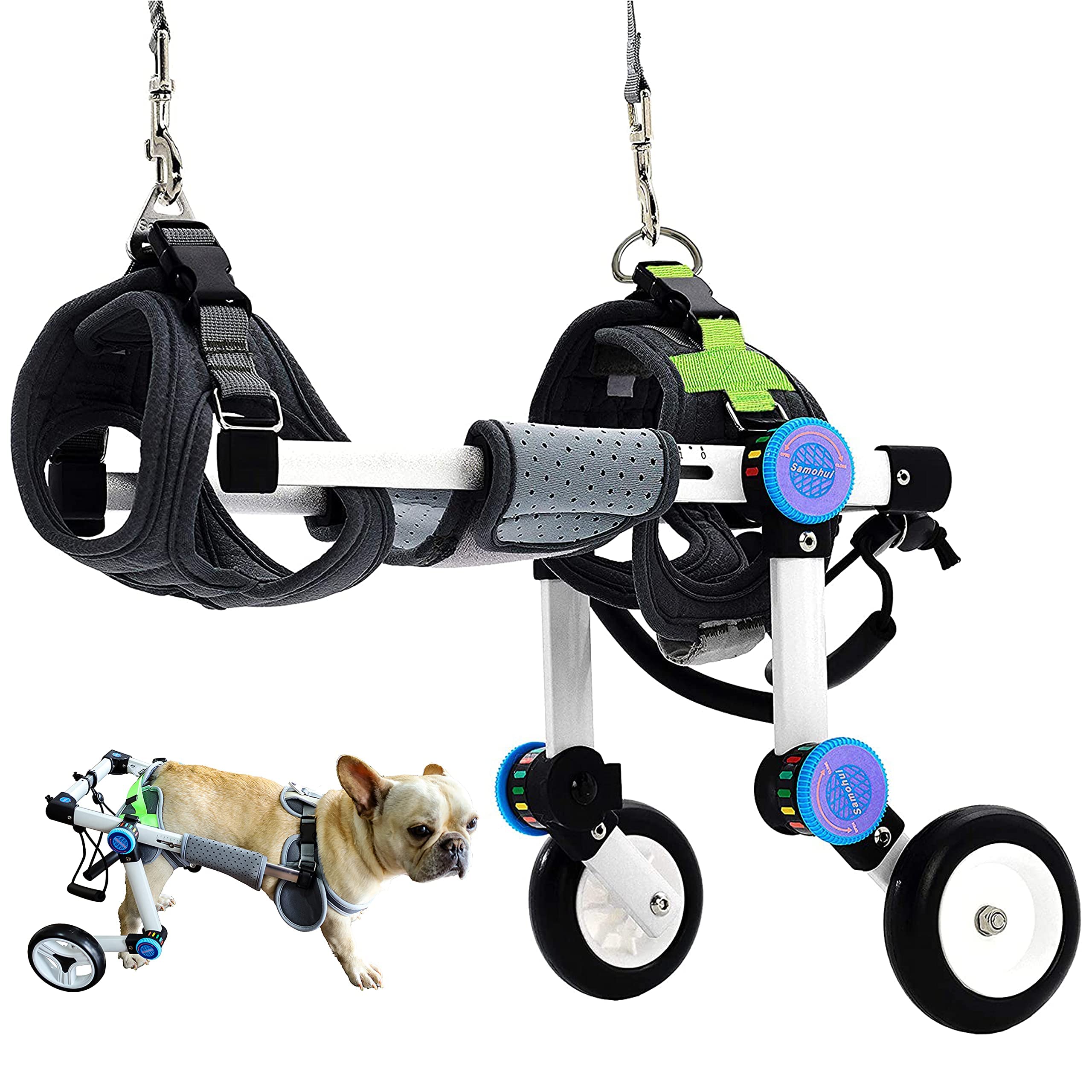 Adjustable Dog Wheelchair for Small Pets - Foldable Rear Leg Support for Paralyzed & Disabled Dogs - XXS to XL Sizes (XXS White) - Perfect for Recovery, Mobility & Indoor/Outdoor Use