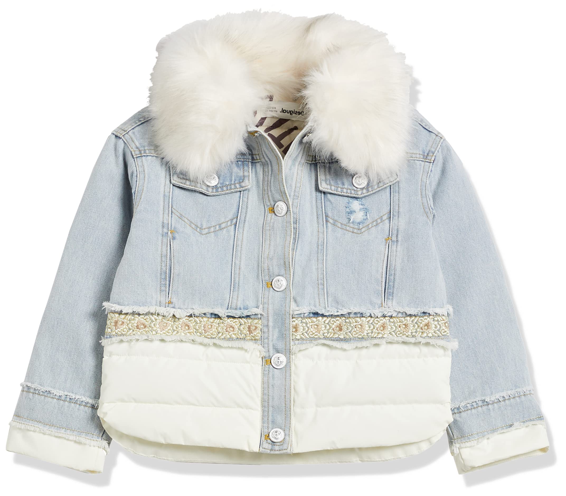 Desigual Girls' Denim Jacket - Stylish Distressed Denim Jacket for Teen Girls | Trendy Lightweight Jacket for School, Casual Outfits & Spring Fashion