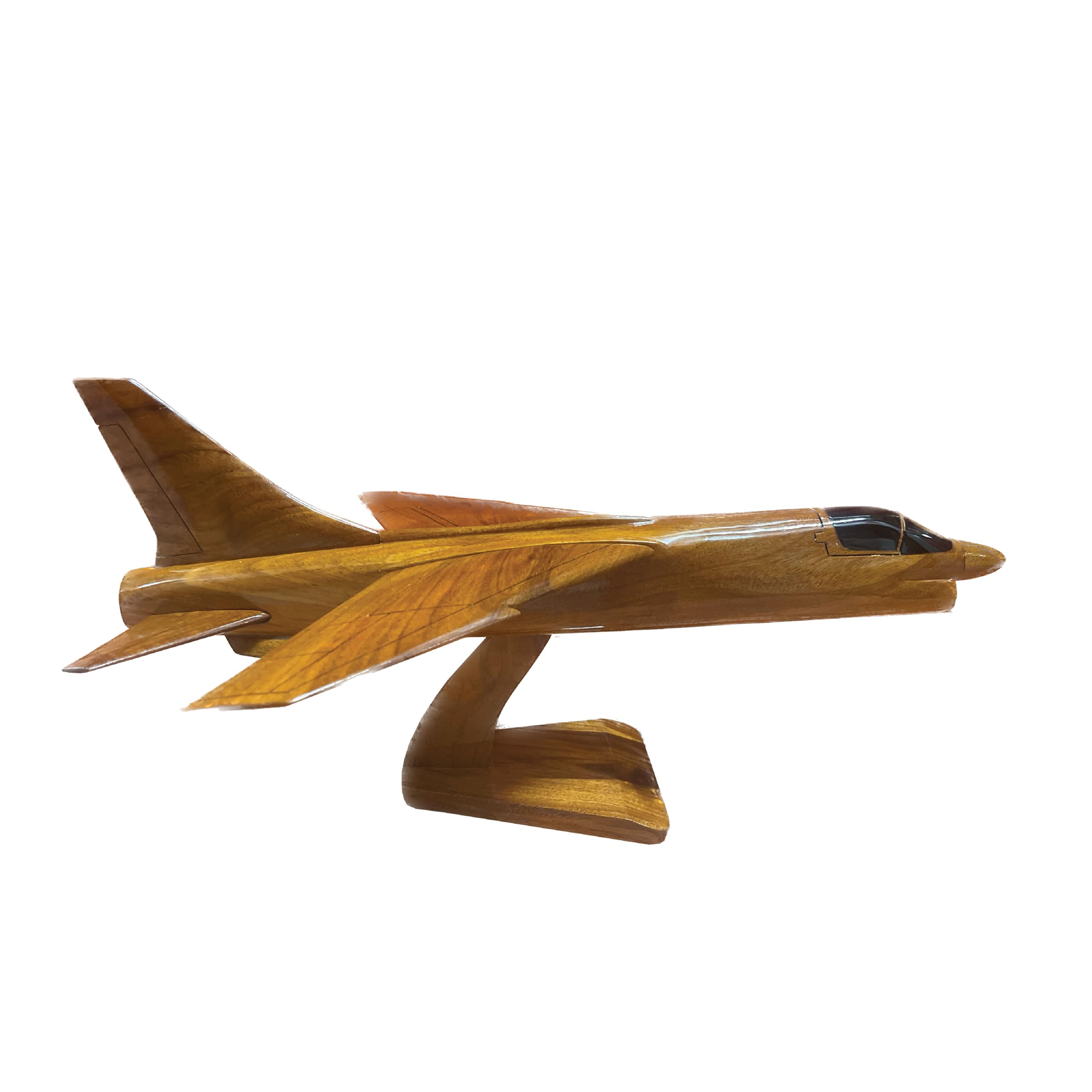 F8 Crusader Mahogany Wood Desktop Airplane Model - Handcrafted Military Aircraft Display for Office Decor, Aviation Enthusiast Gift & Home Decoration