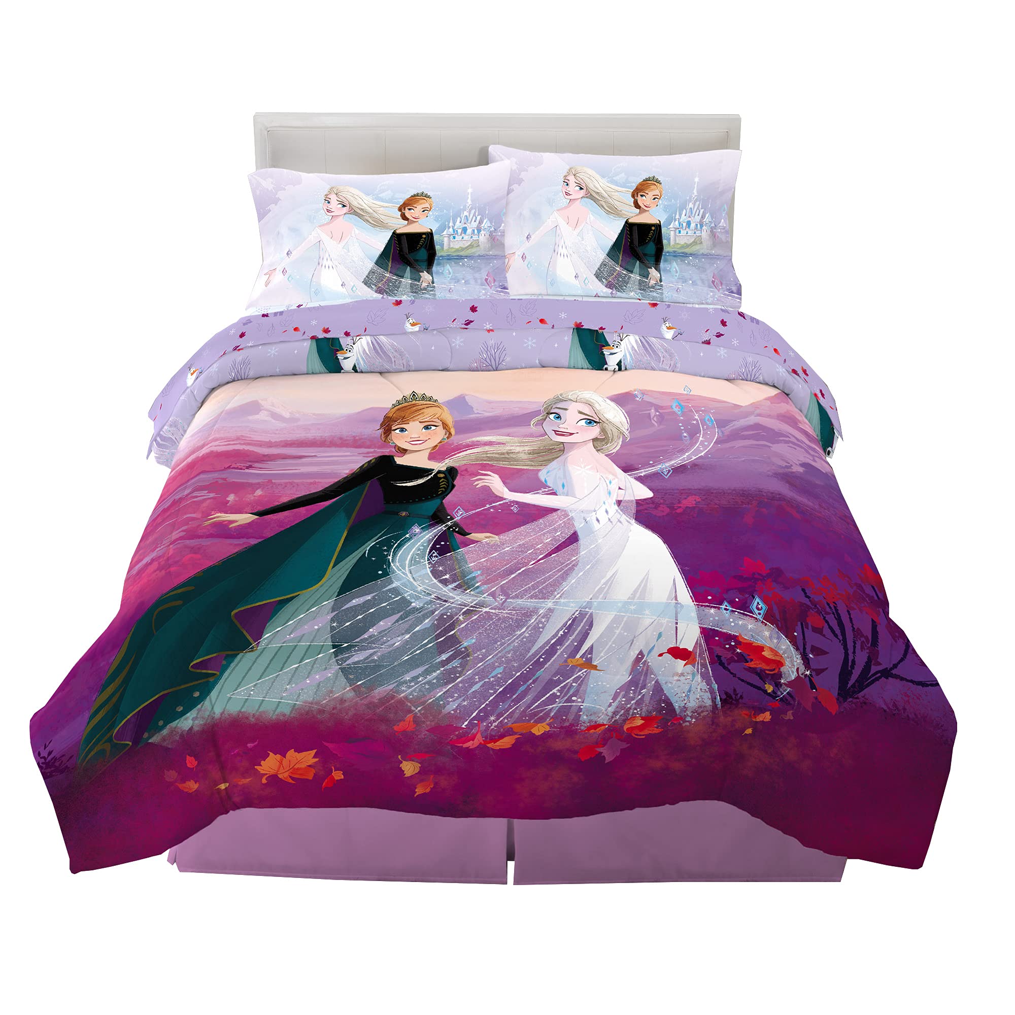 Disney Frozen 2 Kids Bedding Set - 5 Piece Full Size Super Soft Comforter & Sheet Set | Official Disney Licensed Product by Franco | Perfect for Kids' Bedroom, Sleepovers & Themed Rooms