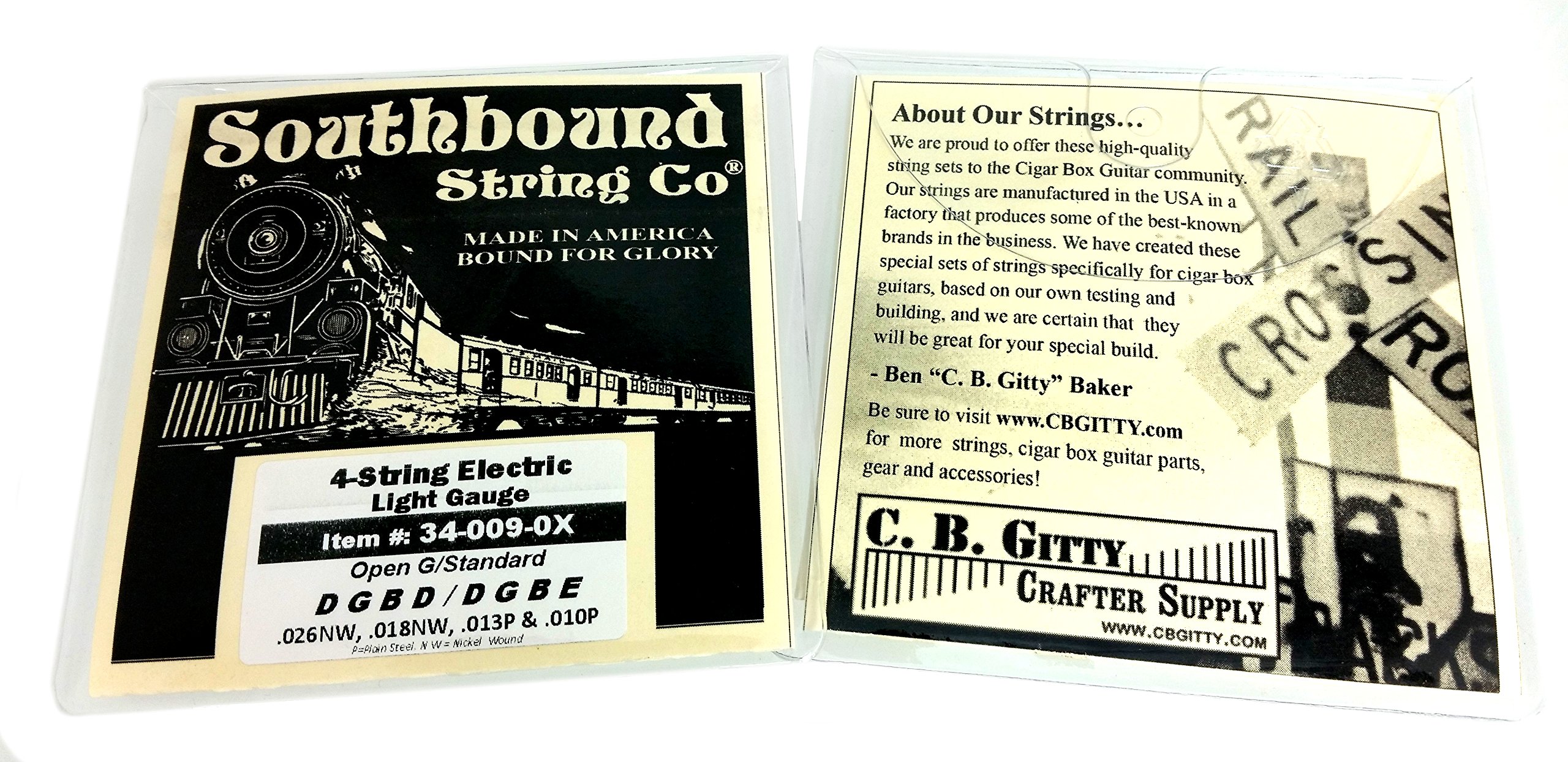 Electric 4-String Cigar Box Guitar Strings - Light Gauge for Open G & Standard Tunings (DGBD/DGBE) - Perfect for Blues, Folk & DIY Instrument Builders