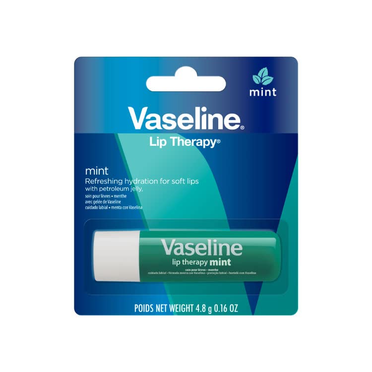 Vaseline Lip Therapy Mint Flavor Lip Balm Stick with Backer Card - Moisturizing & Healing for Dry, Chapped Lips - Perfect for Winter, Travel & Daily Use