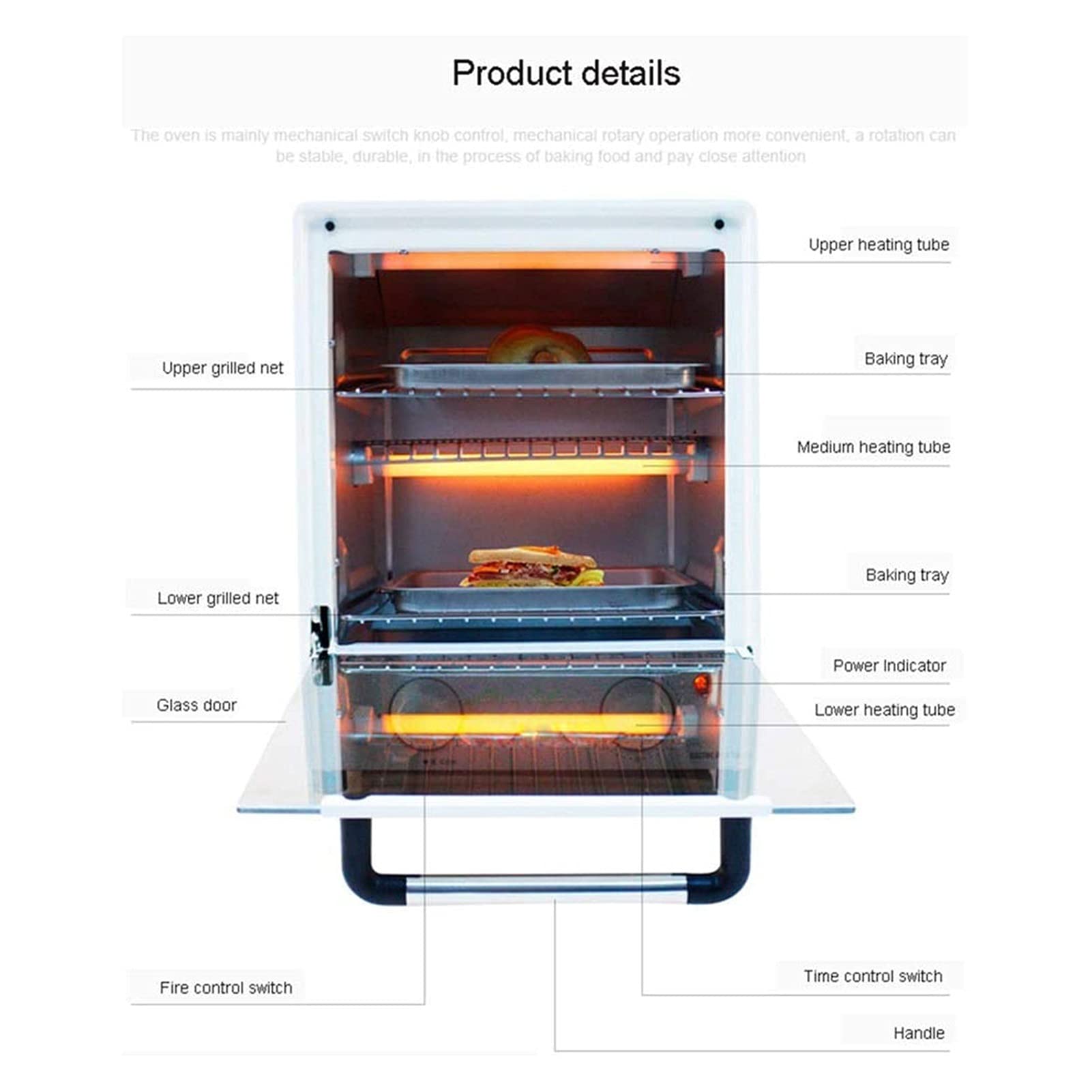 HHWKSJ 8-in-1 Air Fryer Toaster Oven Combo - 800W Countertop Convection Oven for Healthy Frying, Baking, Roasting (Fries, Chicken, Cake, Cookies) - Stainless Steel, Easy to Clean - Perfect for Kitchens, Dorms & Small Apartments