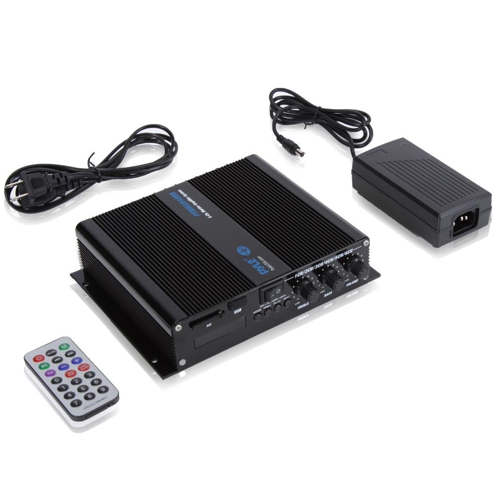 Pyle 6-Channel Marine Amplifier 600W RMS 4 OHM Full Range Stereo - Bluetooth Receiver, LCD Display, Bass/Treble Control for Boats & Watercraft - Perfect for Marine Audio Systems & Outdoor Entertainment