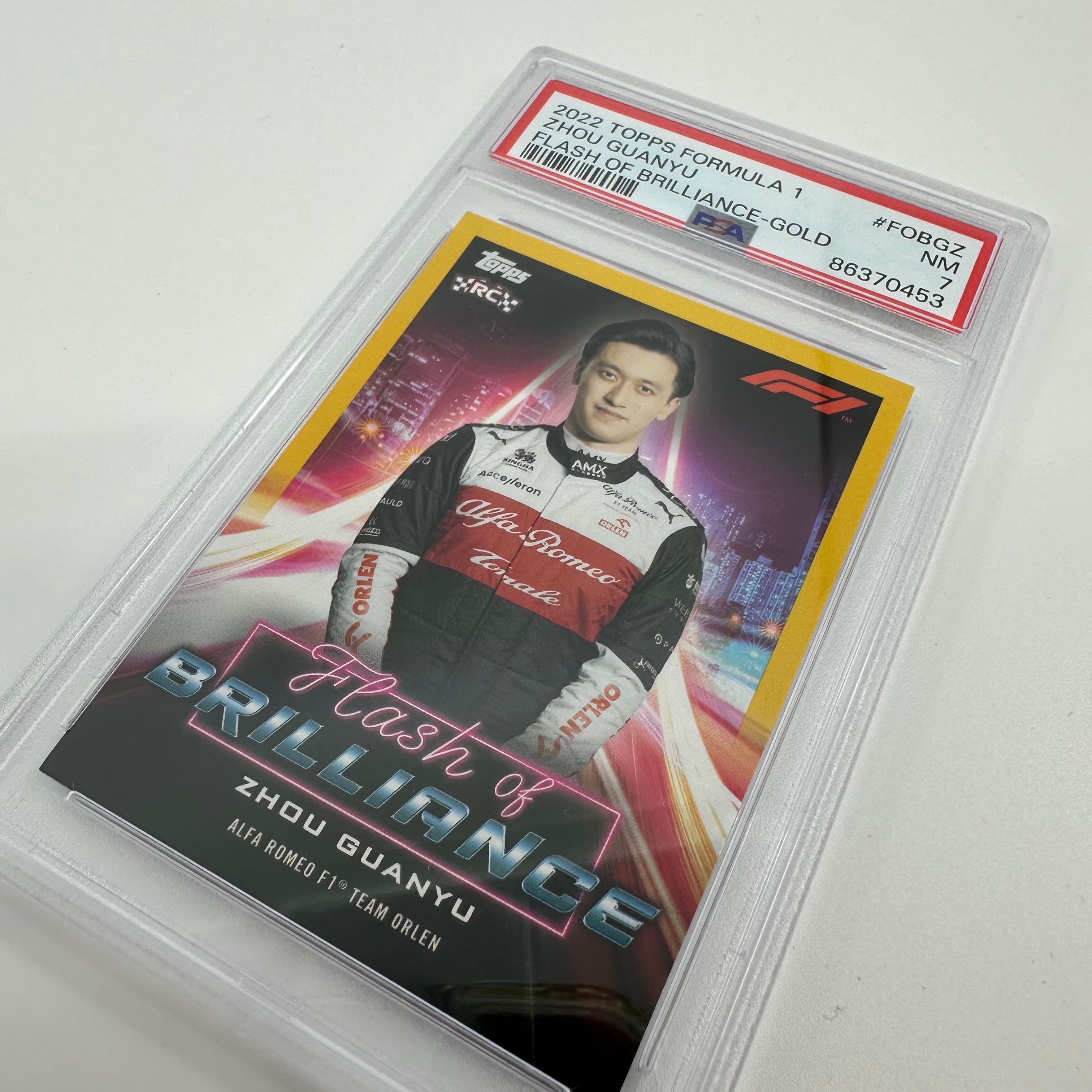 Zhou Guanyu #FOBZG PSA 7 07/50 Flash Of Brilliance Gold - Rare Collectible F1 Racing Card for Fans & Memorabilia Enthusiasts
