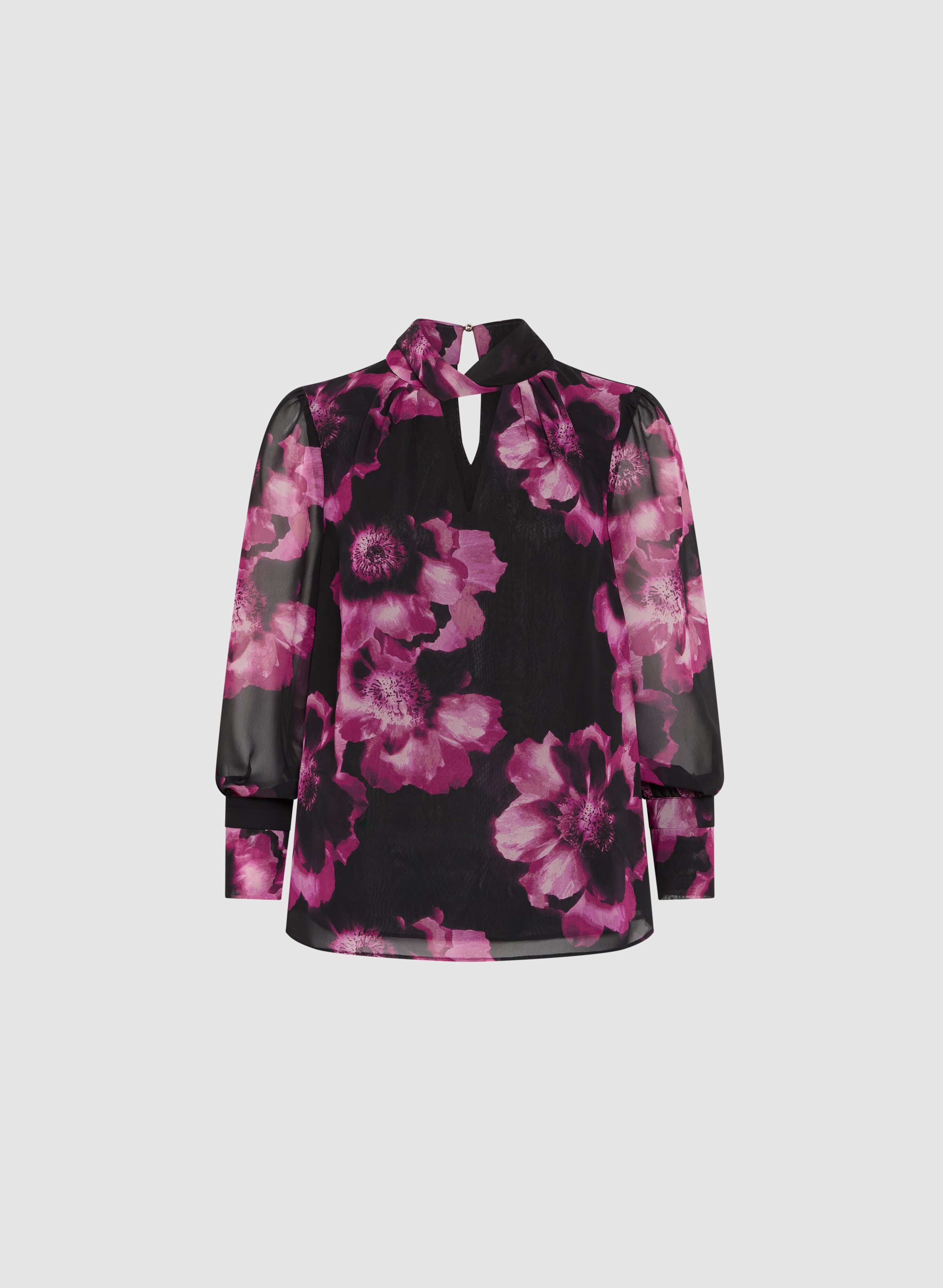 Floral Print Twist Neck Blouse for Women - Elegant Ruffled Sleeve Top for Spring Summer Office & Date Night Outfits