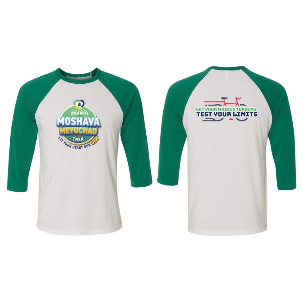 Moshava Wild Rose 3/4 Sleeve Baseball Tee - Two-Sided Graphic T-Shirt for Women - Casual & Athletic Wear for Hiking, Travel & Outdoor Adventures