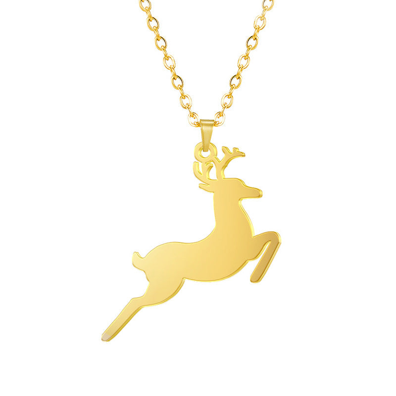 Stainless Steel Deer Pendant Necklace for Women - Elegant Jewelry Gift for Christmas, Birthday & Anniversary - Perfect for Casual Wear, Office & Special Occasions