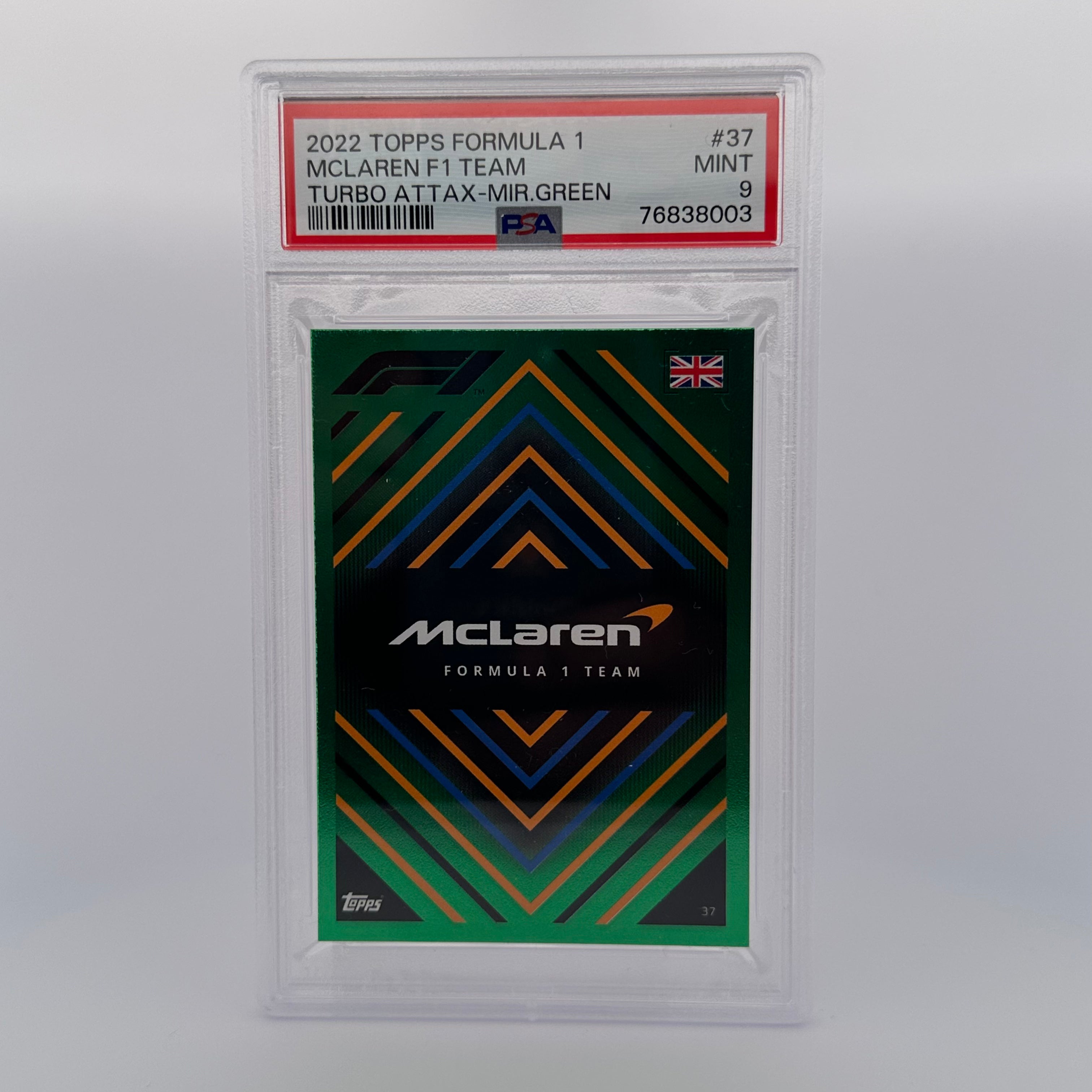 PSA 9 193/500 MCLAREN TEAM #37 MIRROR GREEN Trading Card - Rare Collectible for Sports Memorabilia & Racing Fans - Perfect for Display, Investment, and Trading Card Collections
