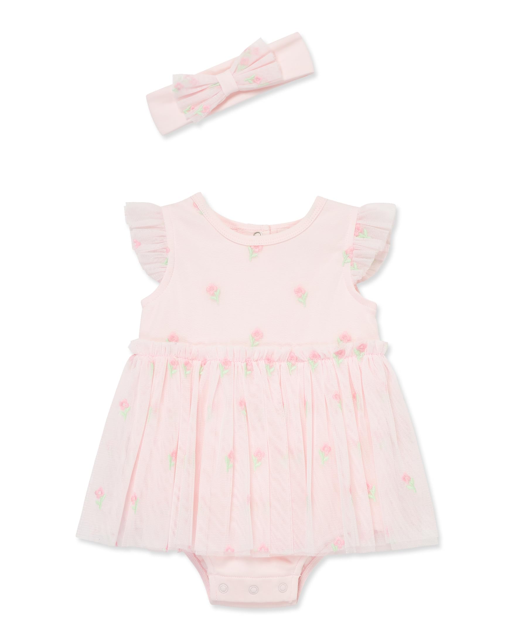 Little Me Baby Girls' Popover Bodysuit Dress & Headband Set - Soft Cotton Outfit for 3-12 Months | Perfect for Photo Shoots, Birthday Parties & Special Occasions