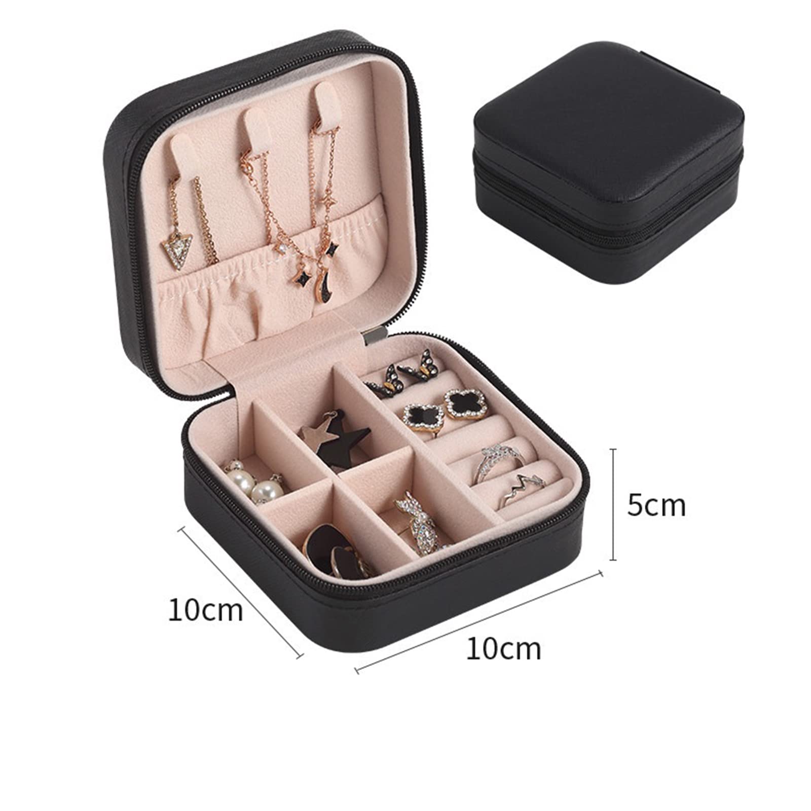 UV STYLISH Women's Small Iron Jewelry Box - PU Leather Compact Jewelry Organizer for Rings, Earrings & Necklaces (Black) | Perfect for Travel, Home & Gift Giving
