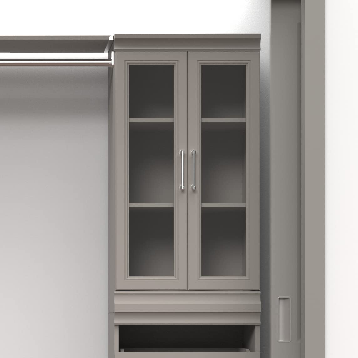 ClosetMaid Modular Storage Pair Set with 2 Glass Pane Doors - Wood Closet Organizer in Shaker Style, Taupe | Add-On Accessory for Shelf Units | Perfect for Bedroom, Closet & Home Organization