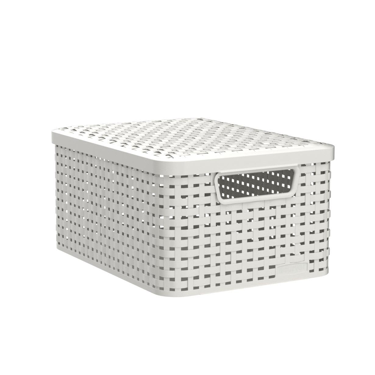 CURVER 3-Piece Style S Storage Box Set with Lids - White Plastic Organizer Bins for Home, Office & Closet Organization