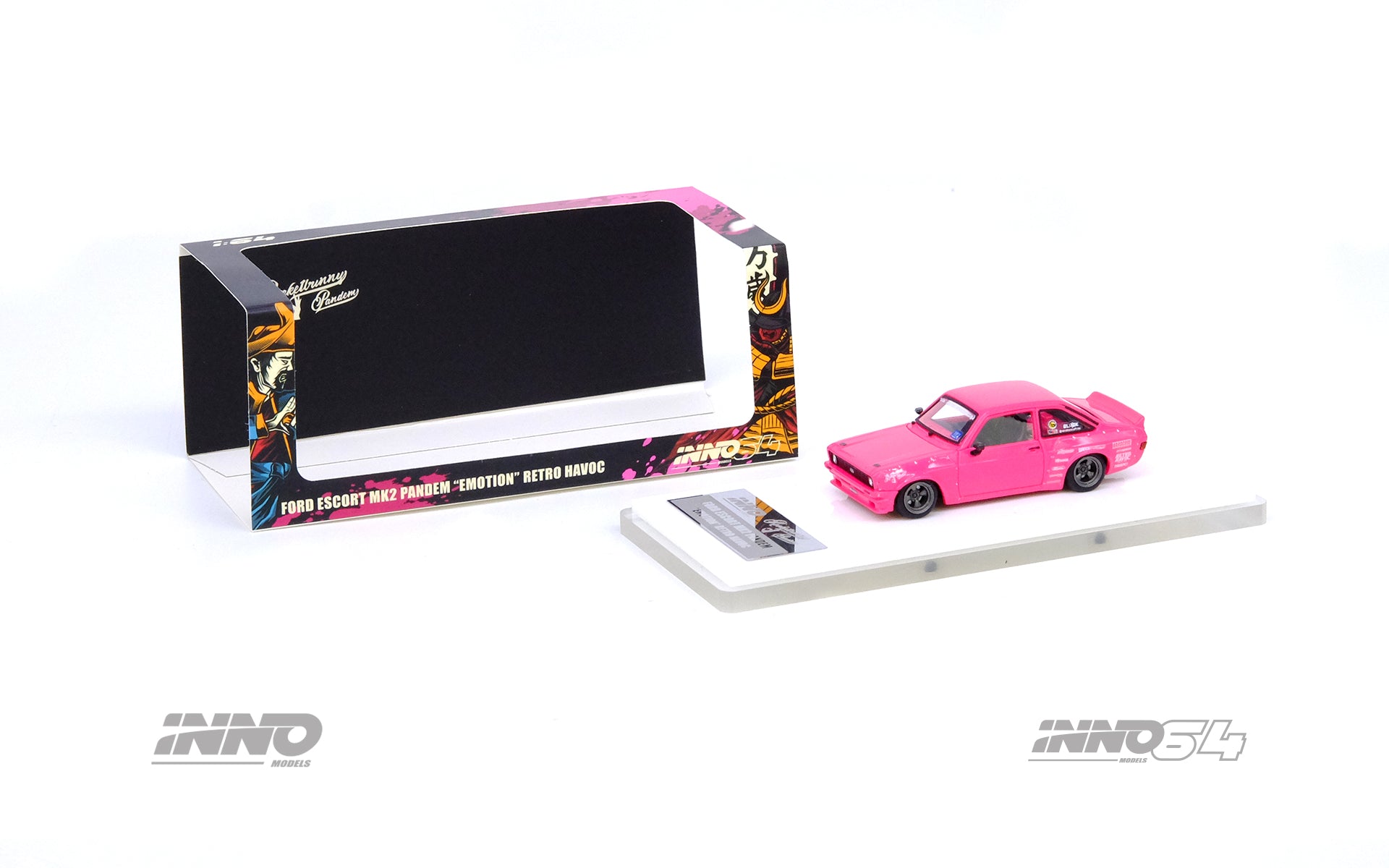 INNO64 1/64 Scale Ford Escort MK2 Pandem Emotion Retro Havoc Diecast Model Car - Perfect for Collectors, Display, and Racing Scenes