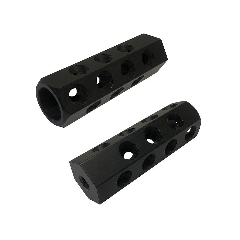 Hex Machine Gun Motorcycle Passenger Foot Pegs - Black - Durable CNC Aluminum Alloy Footrest for Comfortable Riding on Cruisers & Touring Bikes