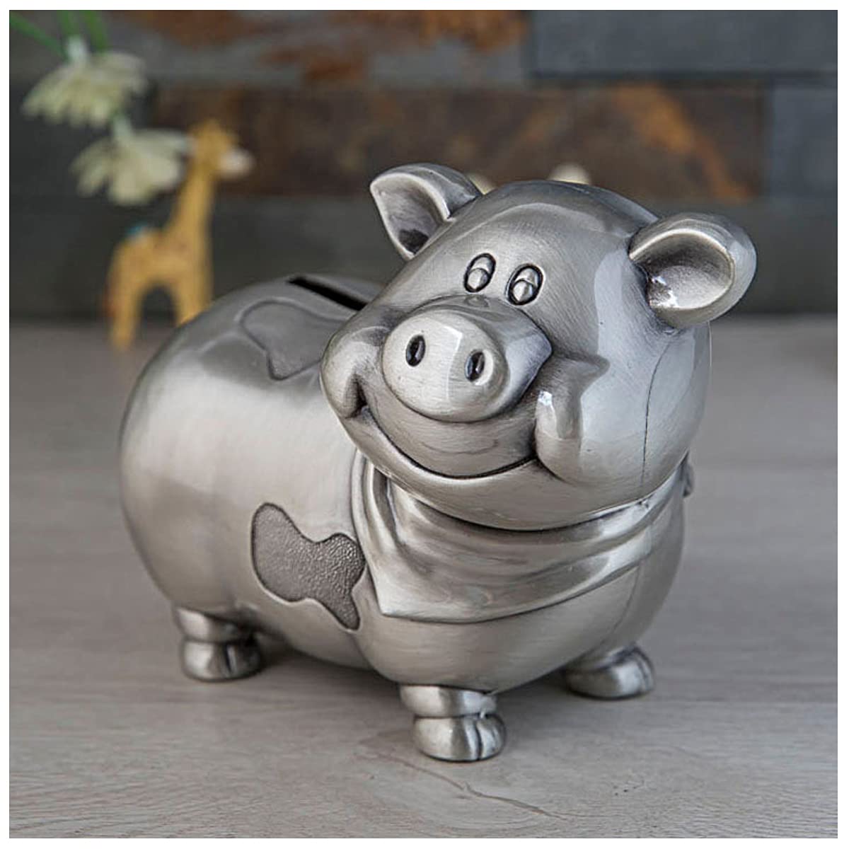 Vintage Metal Coin Piggy Bank - Creative Pig Shaped Money Saving Box for Kids, Jewelry Storage, Baby Shower Gift (5.9x3.1x4.2 inches) - Perfect for Birthday Presents, Piggy Bank Collectors, and Teaching Children Financial Responsibility