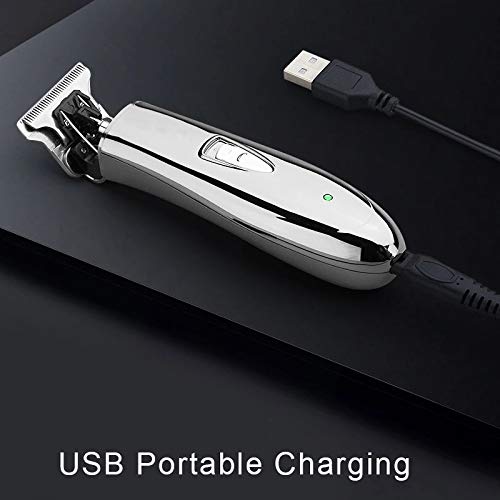 Professional Hair Clippers for Men & Kids - Rechargeable Ceramic Blade Hair Cutting Machine with Low Noise, Barber Beard Trimmer for Home & Salon Use (Silver) - Perfect for DIY Haircuts, Beard Grooming & Styling