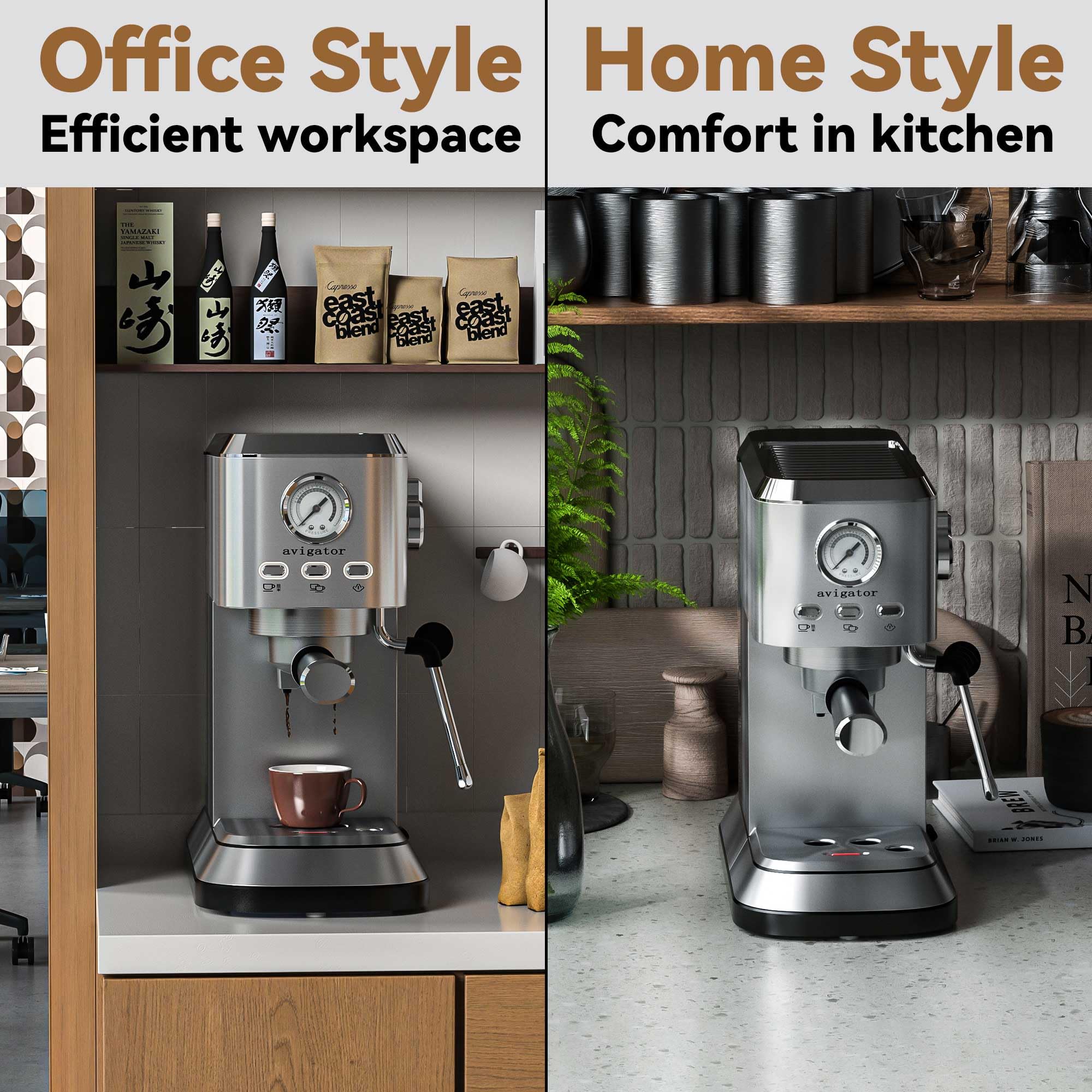 20 Bar Automatic Programmable Espresso Machine with 50oz Removable Water Tank & Milk Frother - Compact Cappuccino/Latte Maker for Home & Office Use
