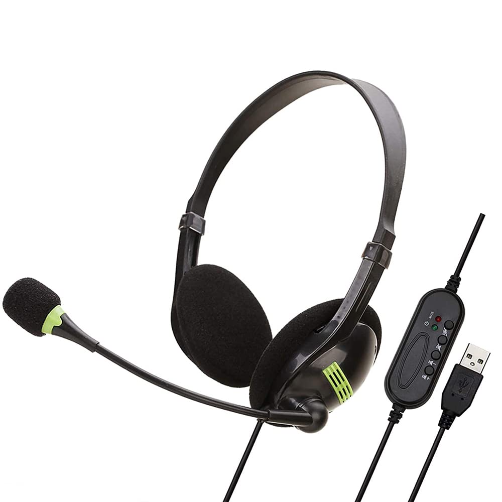 Sefdrert USB Wired Gaming Headset with Noise-Canceling Microphone, On-Ear Headphones with Mic Mute Switch & Volume Control for PC, Laptop, Computer, Phone - Perfect for Online Gaming, Zoom Meetings & Remote Work