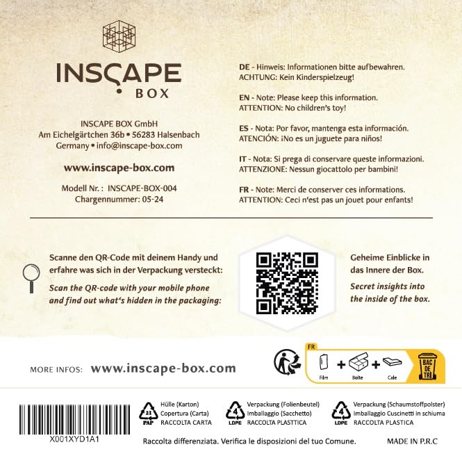 INSCAPE Da Vinci's Marvel Wooden Puzzle Box - Escape Room in A Box Game for Adults with Hidden Compartments - Challenging Brain Teaser & Mind Puzzles - Perfect Birthday Gift for Puzzle Lovers (Great for Game Nights, Team Building, and Escape Room Enthusiasts)