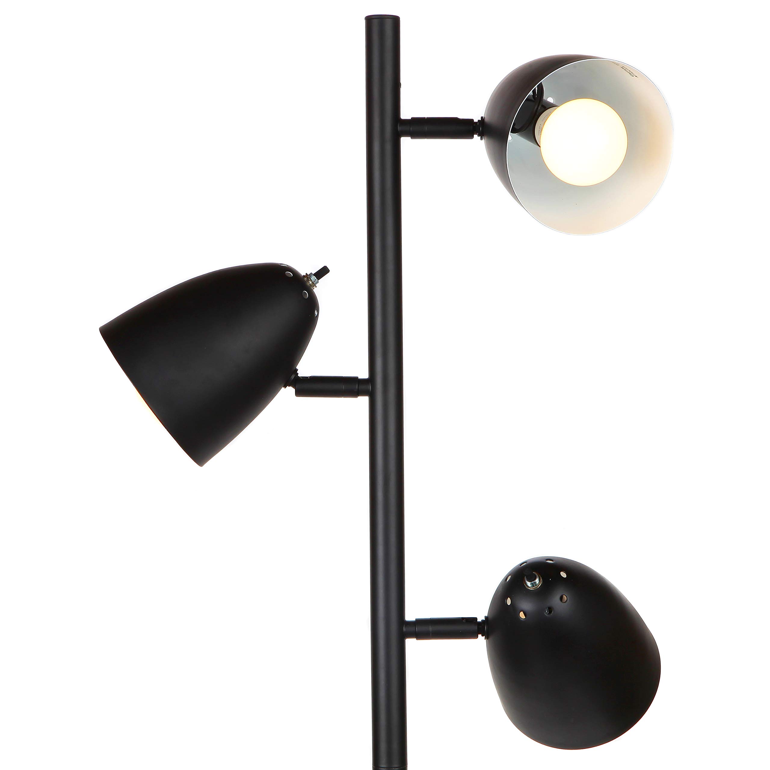 Brightech Jacob LED Standing Lamp - Modern Adjustable 3-Light Tree Floor Lamp for Living Room & Bedroom - Tall LED Lighting Fixture in Classic Black - Perfect for Reading, Working & Ambient Lighting