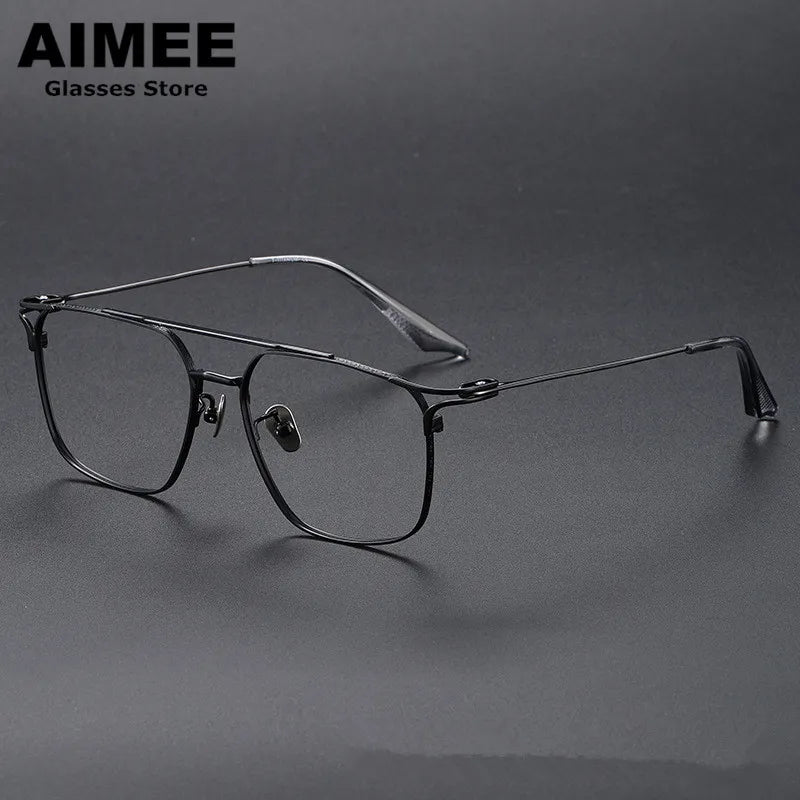 Aimee Unisex Full Rim Square Double Bridge Titanium Eyeglasses 81000 - Lightweight Durable Frame for Reading, Work & Everyday Use