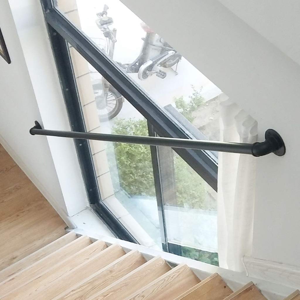 1ft-20ft Industrial Wrought Iron Handrail Kit - Matte Black Safety Stair Railing for Elderly & Stair Support - Complete Antique Rustic Pipe Railing System (4ft Size) | Perfect for Home Stairs, Porches, and Commercial Buildings Safety Needs