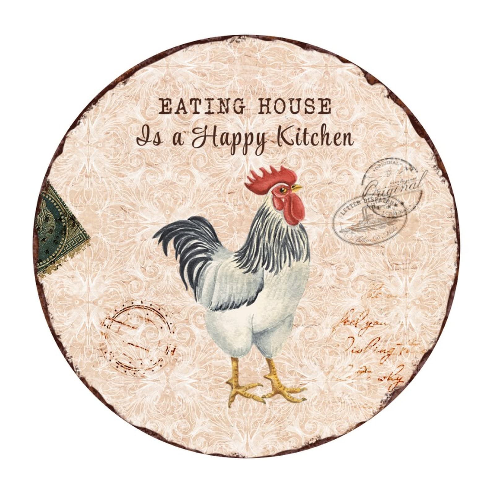 Happy Kitchen Rooster Wall Stickers - Removable Hen & Cockerel Vinyl Decals for Home Decor, Dorm, Playroom, Office | Perfect for Farmhouse Kitchen, Country Style Dining Room & Chicken Themed Nursery