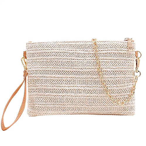 Beurlike Straw Clutch Purse for Women - Woven Beach Wristlet Wallet & Small Crossbody Bag for Girls | Perfect for Summer Vacations, Pool Parties & Boho Fashion Accessories