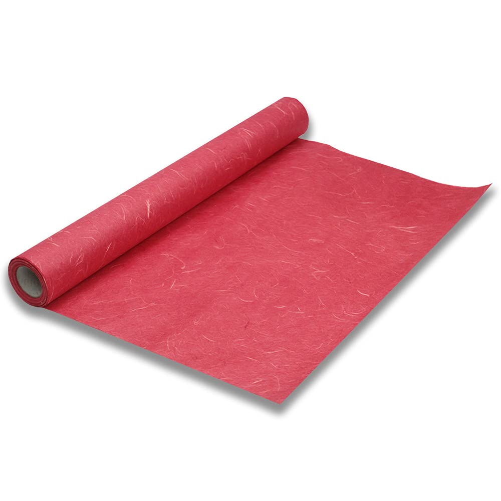Premium Korean Traditional Mulberry Hanji Paper Roll - Natural Fiber Texture, Unyong Red (10.4