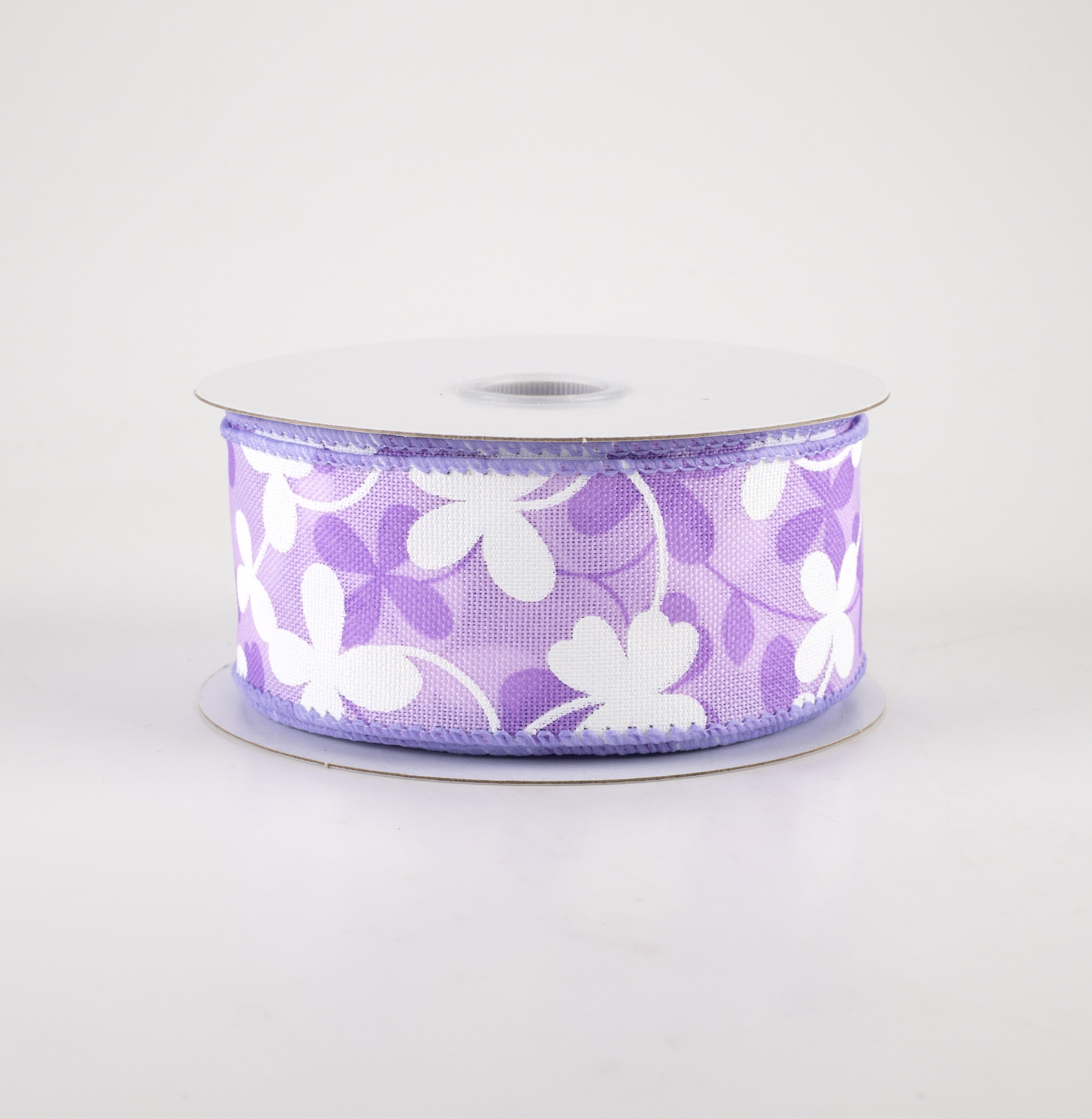 1.5 Inch Linen Clover Flowers Ribbon - Lavender Floral Craft Ribbon (10 Yards) for DIY Wedding Decor, Gift Wrapping & Scrapbooking