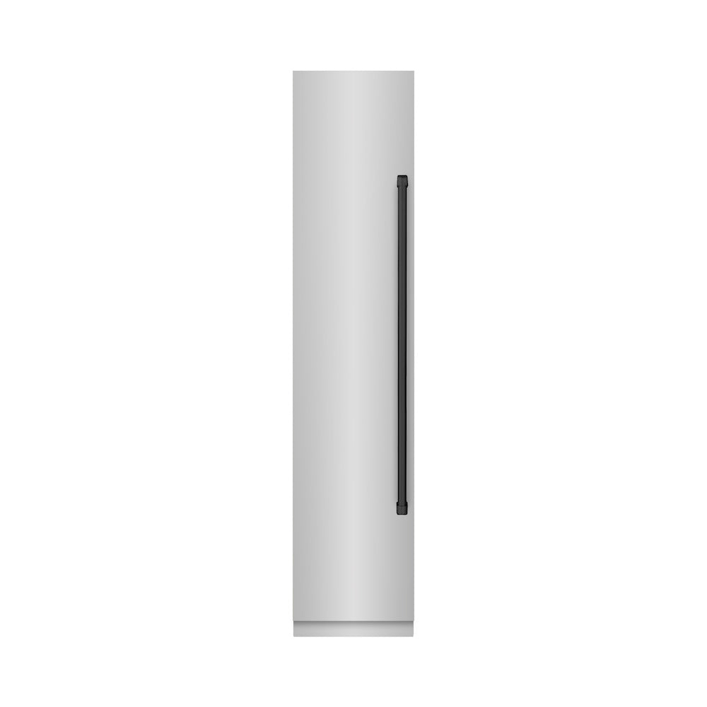 ZLINE Autograph Edition 18-Inch 8.6 cu ft Left Hinge Stainless Steel Column Freezer with Graphite Gray Interior & Matte Black Accents (RCFVLZ 30418 MB) - Perfect for Home Bars, Basements, and Commercial Kitchens